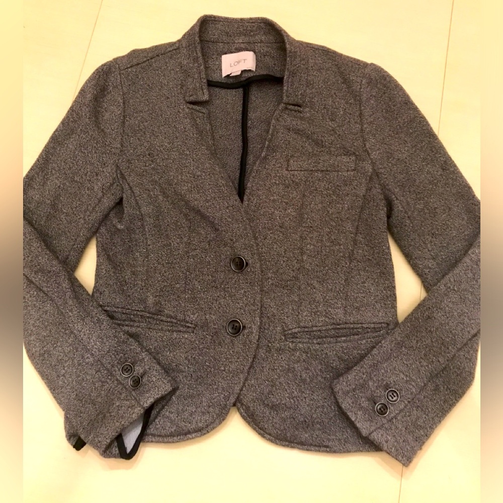LOFT gray soft cotton blazer small